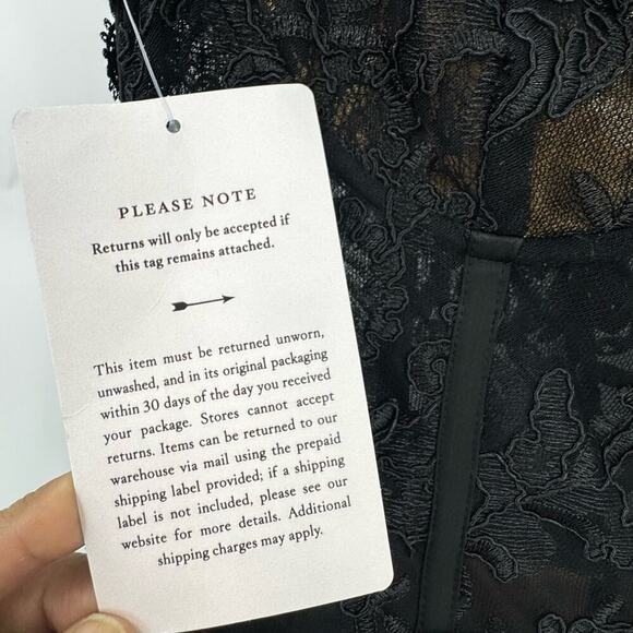 V. Chapman Ophilia Ruffled Peplum Front-Slit Lace Corset Gown Black Size 4 NWT - Picture 10 of 12